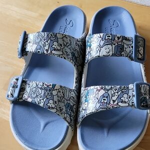 Removing SOON!Womans SkechersBlue and White Slide Sandals